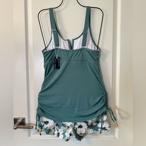 Summer Mae Ribbed Maternity Two-Piece Swimsuit Tankini Silhouette Bloom 8 NWT - Picture 6 of 14